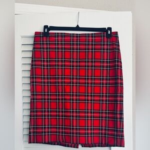 J. Crew Vibrant Red Plaid Pencil Skirt
